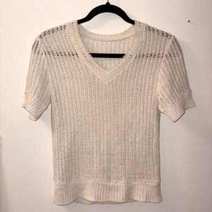 3/$25 Cream Knit V-Neck Tee